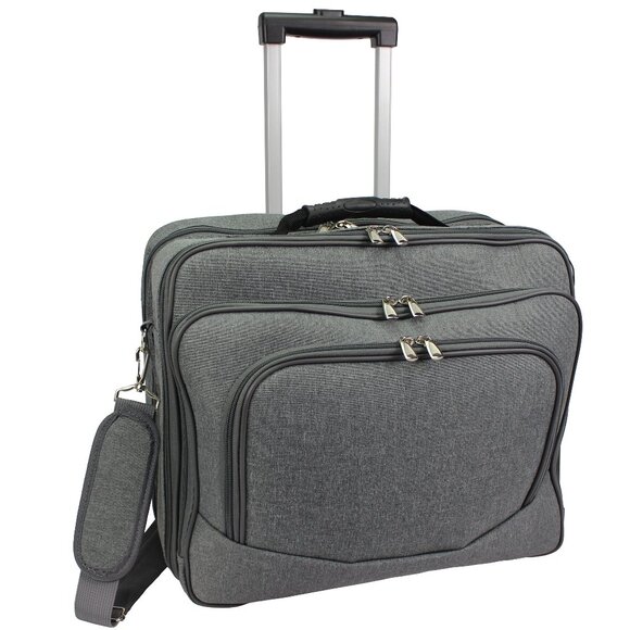 World Traveler Rolling 17-inch Laptop Case - Grey - Picture 1 of 6